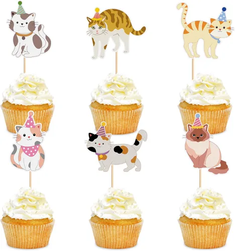Miniatura 12 de 1 pieza de decoración de pastel de cumpleaños de gatito negro con purpurina para pastel de cumpleaños para amantes de los gatos, baby shower, niños