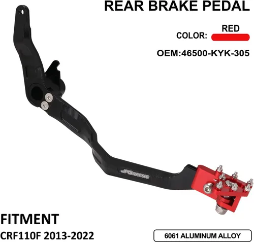 Miniatura 3 de JFG RACING Palanca de pedal de freno trasero plegable para motocicleta CNC para CRF110 F 2013-2022 OEM rojo 46500-KYK-305