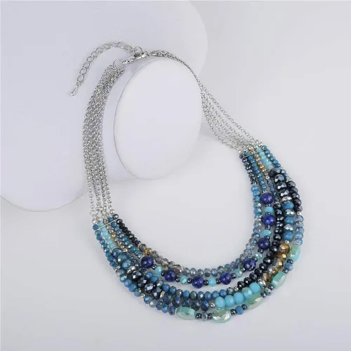 Miniatura 3 de Collar a capas con cristal para mujer, gargantilla con cadena de plata gruesa, regalo de cumpleaños para mujer