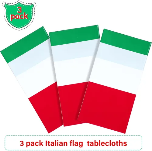 Miniatura 4 de Tatuo Mantel de plástico con diseño de bandera italiana de 54 x 108 pulgadas, rectangular, desechable, para fiestas de Italia, reuniones familiares