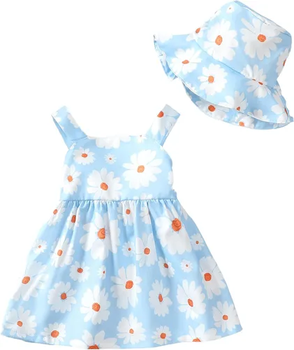 Vestido para bebé recién nacida niña pequeña Vestido para niña pequeña de cuello halter sin mangas con flores Vestido de verano para niña de espalda