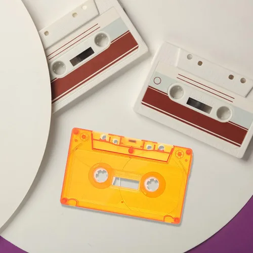 Miniatura 9 de OUNONA Cinta decorativa de casete en blanco con estuche de almacenamiento transparente de 3.93 x 2.51 pulgadas, arte de pared retro