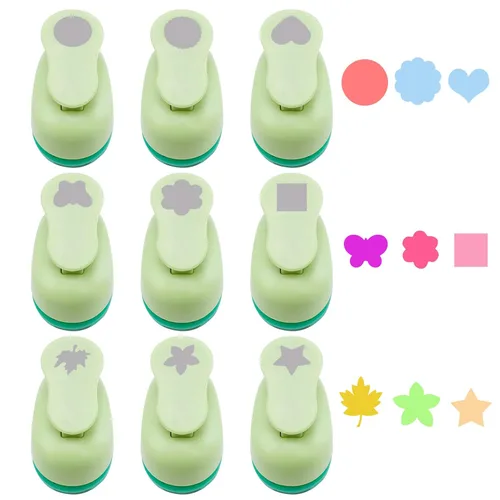 UCEC Perforadora para Manualidades, 9 Piezas Perforadoras de Papel de 5/8 Pulgadas para Manualidades Formas de Perforación Perforadora para
