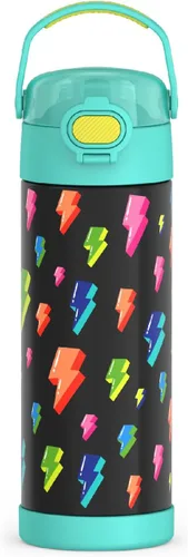 Miniatura 14 de THERMOS FUNTAINER Botella de acero inoxidable con aislamiento al vacío de 16 onzas con tapa ancha de canalón, Rosa Neón