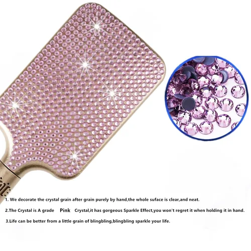 Miniatura 4 de Fshion - Cepillo de masaje hecho a mano con cojín de aire de cristal rosa, cepillo de pelo brillante de alta calidad, peine de pelo desenredante