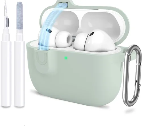 Miniatura 24 de Funda para AirPods Pro 3 con limpiador y protector de silicona suave con llavero para mujeres y hombres, funda para Apple AirPods Pro de 3ª Claro