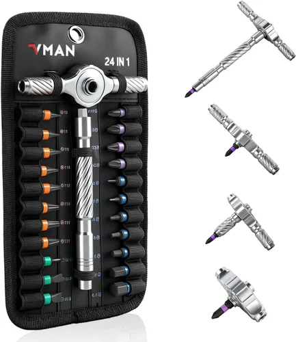 Miniatura 11 de VMAN Juego de destornilladores de trinquete, juegos de destornilladores magnéticos 66 en 1, brocas de acero S2, eje flexible de combinación