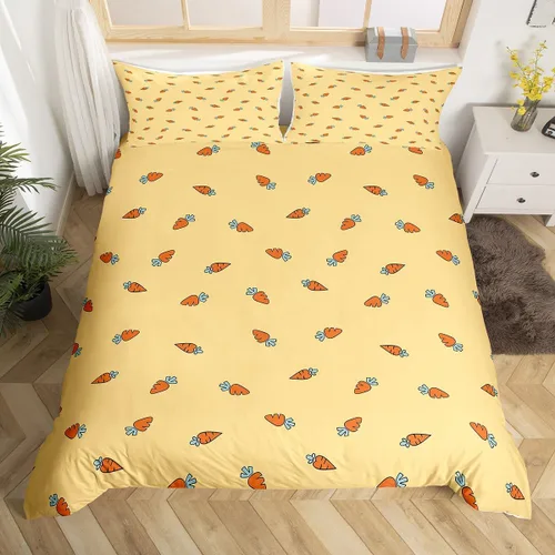 Miniatura 9 de Feelyou juego de funda de edredón y fundas de almohada de microfibra de poliéster suave para niños y niñas, diseño de mariposas, piñas, ciervos