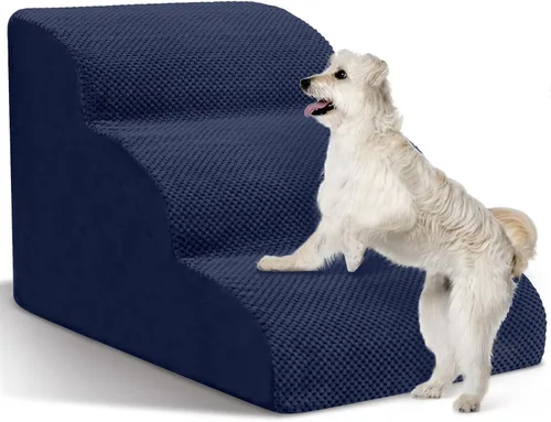 Miniatura 14 de Escaleras para Perros para Perros Pequeños - Rampa de Espuma de Alta Densidad, Pasos Extra Anchos para Mascotas con Fondo Antideslizante para Camas
