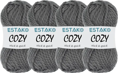 Miniatura 10 de Estako Cozy Thick & Quick Yarn - Hilo acogedor grueso y rápido, 20% lana, 80% acrílico, suave, súper voluminoso, peso #6, para tejer y hacer 50187
