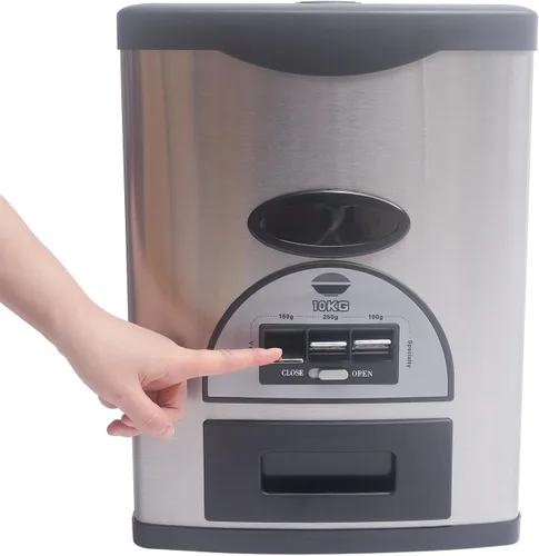 Miniatura 10 de Dispensador automático de arroz, caja de almacenamiento con dispensador de granos, contenedor de almacenamiento de arroz de acero inoxidable de gran