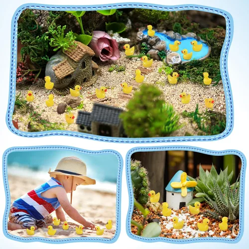 Miniatura 6 de GADIEDIE 130 Piezas Mini Patos de Resina, Figuras en Miniatura Pato de Jardín de Hadas, Pequeño Pato de Resina para el Hogar Esconder Juego