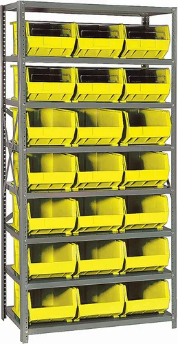 Miniatura 170 de Quantum QSBU-245BK Heavy Duty Shelving Unit with (7) Shelves and (24) QUS245 Black Bins for Garage Warehouse Storage Distribution 400 lb Load