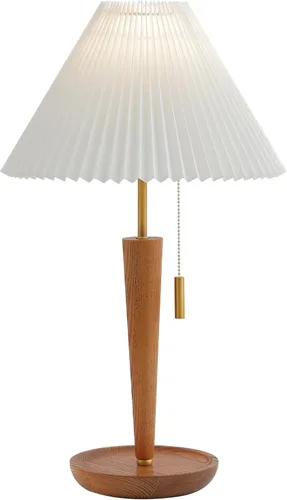 SAFAVIEH Lighting Collection Ronny - Lámpara de mesa con acabado de madera (bombilla LED incluida)