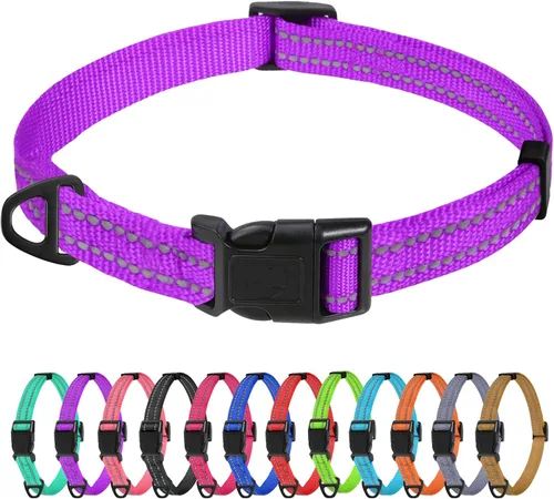 Miniatura 28 de TagME Collares de nailon reflectantes para perros, collar ajustable clásico para mascotas con hebilla de liberación rápida para perros pequeños
