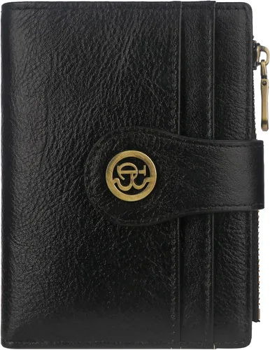 Miniatura 11 de Billetera de cuero para mujeres, billetera pequeña con bloqueo RFID para mujeres, billetera compacta de dos pliegues con tarjetero, ventana