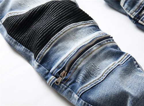 Miniatura 5 de AITITIA Jeans de corte recto lavado con cremallera para hombre