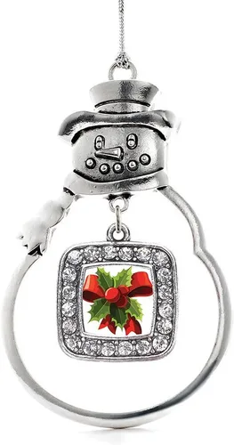 Miniatura 18 de Inspired Silver - Adorno de rodillo de reina - Adorno cuadrado de plata con muñeco de nieve con joyas de circonita cúbica