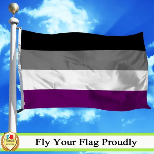 Miniatura 5 de rhungift Bandera de orgullo asexual de 3 x 5 pies, moderada para exteriores/interiores en ambos lados de poliéster 100D, banderas de asexualidad gay