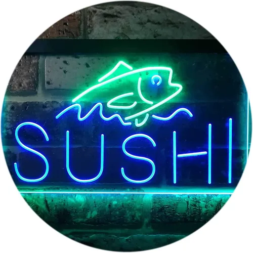 Miniatura 47 de ADVPRO Sushi Fish Sashimi Restaurant - Letrero de neón LED de doble color, azul y rojo, 12 x 8.5 pulgadas, st6s32-i3334-br