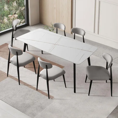 Miniatura 4 de Juego de 2 sillas de comedor, sillas de comedor modernas de mediados de siglo, sillas de cocina y comedor, respaldo curvado con cojín grueso, silla