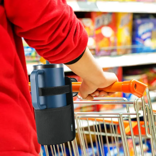 Miniatura 7 de Beautyflier Soporte para tazas de carrito de compras, portador portátil de taza de café, carrito de compras para colgar taza de café, botella