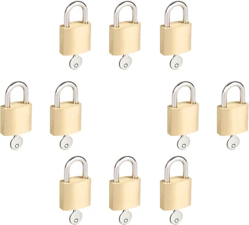 Miniatura 8 de Paquete de 10 cerraduras pequeñas con las mismas llaves, 3/4 pulgadas de ancho con cuerpo de bloqueo de latón macizo con la misma llave, mini