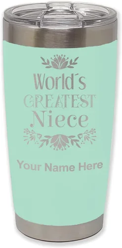 Miniatura 35 de LaserGram Vaso aislado al vacío de 20 onzas, con grabado personalizado incluido (negro)