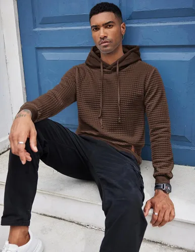 Miniatura 3 de COOFANDY - Sudadera con capucha para hombre, casual, de manga larga, con cordón ajustable y punto gofre
