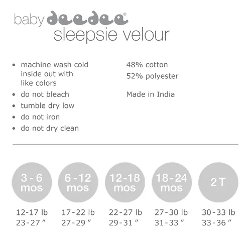 Miniatura 7 de baby deedee Pijama de terciopelo de manga larga sin pies, 1 pieza, algodón, 3-6 meses