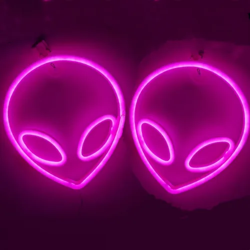 Miniatura 12 de Letrero de neón con cabeza de alienígena, 1 unidad, luz de neón de alienígena verde y morado, USB o 3 pilas AA, divertido letrero de neón iluminado