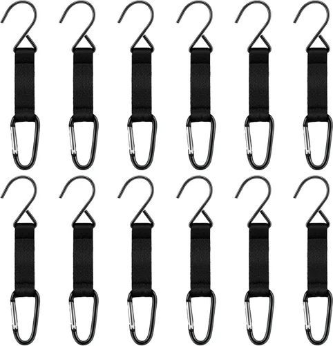 Hungdao Ganchos de nailon para cerca, hebillas colgantes multifuncionales para equipos de béisbol y sóftbol (gancho negro, 12 piezas)