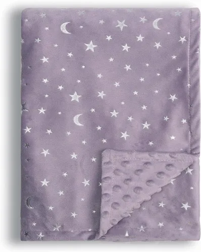 Miniatura 8 de Manta para bebé para niños y niñas, de tela suave de visón con doble capa, reverso punteado con estrellas y luna, manta receptora de 30 x 40 Beige
