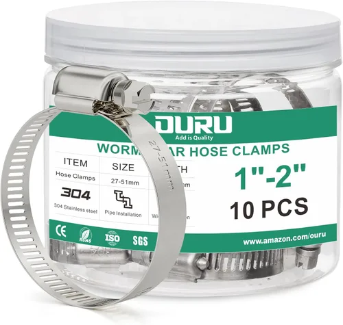 Miniatura 24 de OURU - Juego de 24 abrazaderas de manguera de acero inoxidable ajustables de 1/2"– 3/4" (13-19mm) con engranaje sinfín, abrazaderas de manguera