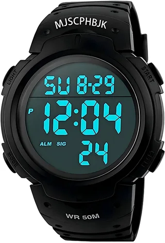 Miniatura 10 de Reloj deportivo militar, a prueba de agua, con luz LED en la pantalla, alarma, cronómetro, resistente al agua hasta 50 m de profundidad, para hombre.