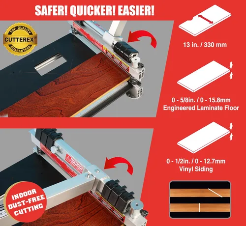 Miniatura 4 de CUTTEREX Heavy Duty 13" profesional cortador de piso de vinilo, pisos multicapa, parquet, paneles de pared de fibrocemento, base cóncava de goma
