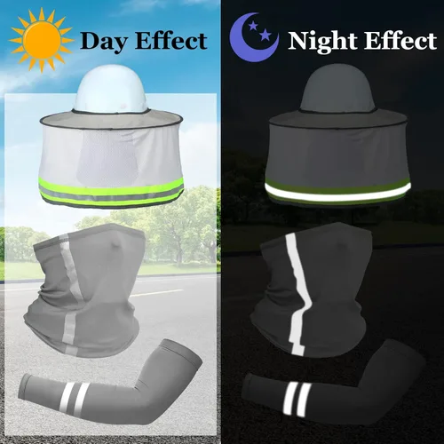Miniatura 2 de SATINIOR 8 unidades de sombrero duro de ala completa para el sol, protección solar, protección para el cuello, polaina para el cuello, bufanda Gris