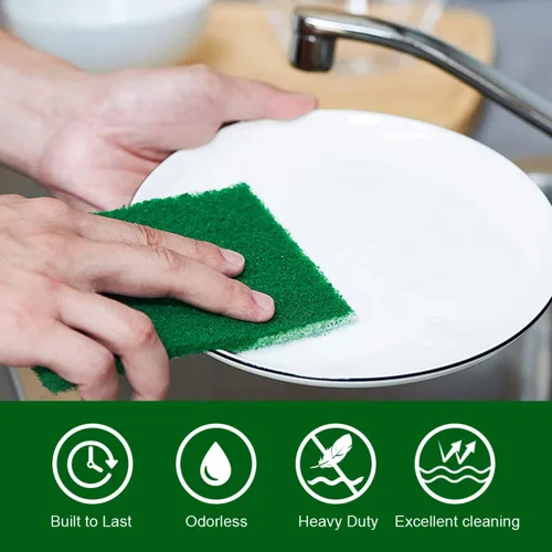 Miniatura 3 de YoleShy 20 almohadillas para fregar, estropajos de platos, 4.5 x 6 pulgadas, reutilizables, verdes, para el hogar, para platos, fregadores de cocina