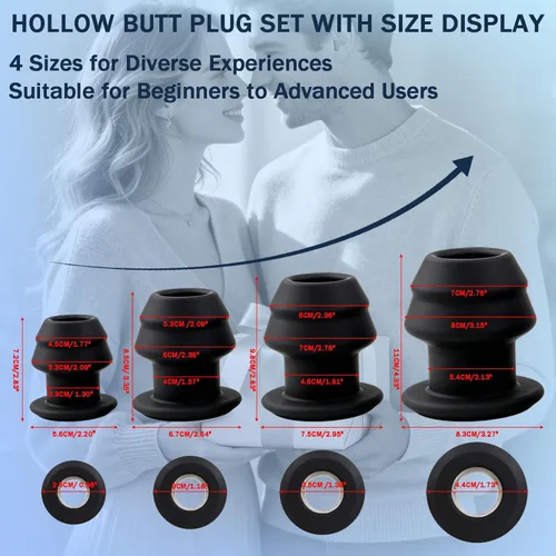 Miniatura 7 de Dilatador anal de silicona hueco Peep roscado tapón anal masturbación para el placer de la pareja (XL)