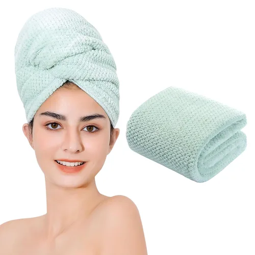 Miniatura 8 de Toalla de microfibra para el cabello de secado rápido, toallas de secado de pelo, adecuadas para todo tipo de cabello, ultra absorbente, cabello Azul