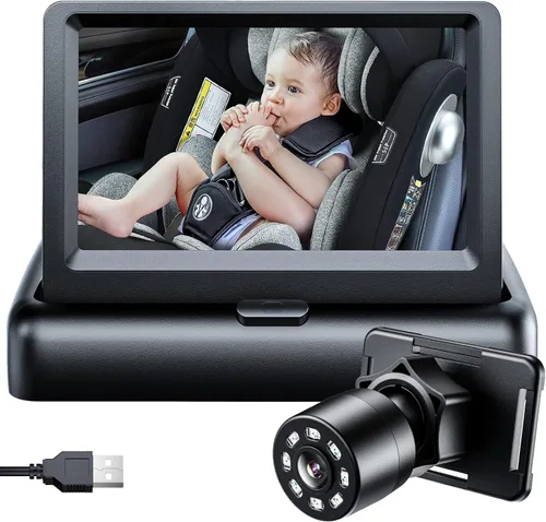 Miniatura 8 de Itomoro Espejo de Coche para Bebé, Vista del Bebé en Asiento Orientado hacia Atrás con Amplia Visión Cristalina, Rotación de 360°. Instalación Fácil