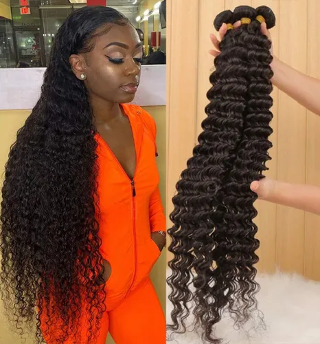 Miniatura 16 de Paquetes de Cabello Humano de Ondas Profundas （12 14 16 ）12A 100% Sin Procesar Cabello Humano Virgen Brasileño Profundo Rizado Tejido de Cabello