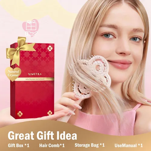 Miniatura 3 de SIMETRA Cepillo de pelo Lucky para mujeres y hombres, cepillo desenredante chapado en oro de 14 quilates, cepillo desenredante para todo