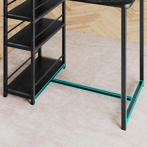 Miniatura 8 de Juego de mesa de comedor para 2 personas con 3 estantes de almacenamiento, juego de mesa de cocina de 3 piezas con 2 taburetes de bar tapizados