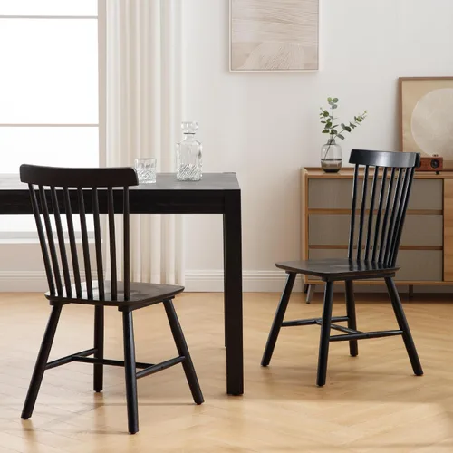 Miniatura 7 de LZAREAL Juego de 4 sillas de comedor de madera estilo granja, sillas de cocina modernas de mediados de siglo, sillas de comedor francesas Windsor