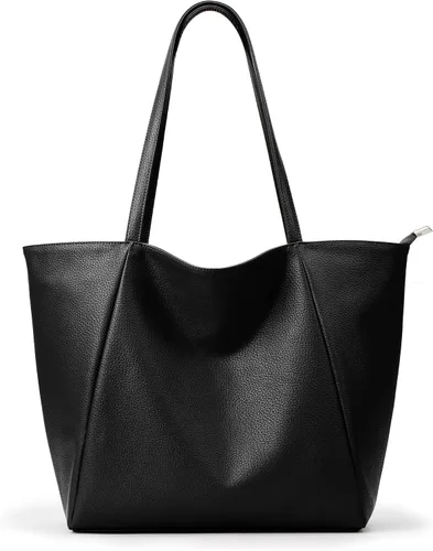 Miniatura 15 de KALIDI Bolso Tote Grande de Cuero Vegano para Mujer, Bolso de Hombro, Casual, con Cremallera, para Trabajo, Fin de Semana, Estilo Hobo, 23L