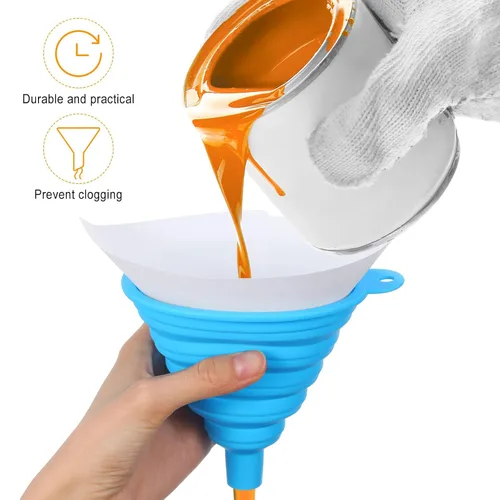 Miniatura 3 de Boao 50 paquetes de filtros de pintura de cono con puntas de filtro de 190 μm y 1 embudo de silicona, embudo de malla de nailon en forma de cono