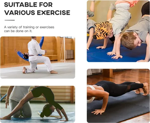 Miniatura 7 de Colchonetas para gimnasia para el hogar, 4 x 10 x 2 pulgadas, almohadilla de ejercicio de gimnasio con asas de transporte, alfombrilla de ejercicio