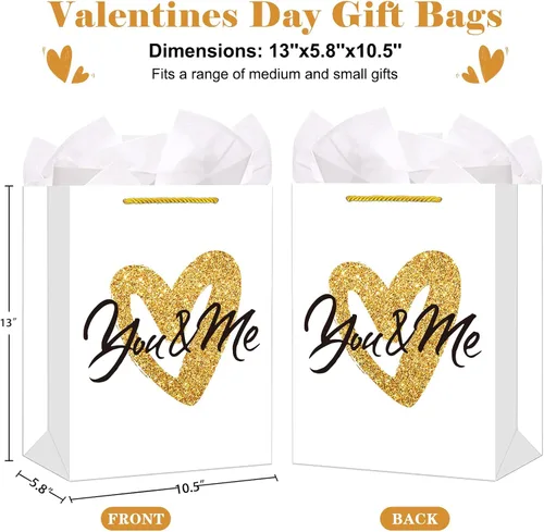 Miniatura 4 de D4DREAM Bolsa de regalo de San Valentín – Bolsa de regalo de aniversario de 13 pulgadas con papel de seda para mujeres, hombres, novio, novia, 7-1
