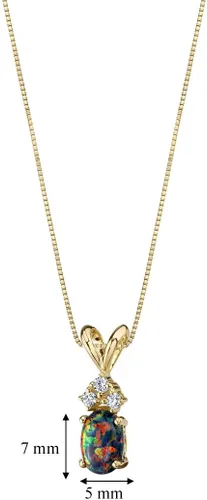 Miniatura 3 de PEORA Colgante de ópalo negro creado en oro amarillo de 14 quilates con diamantes genuinos para mujer, delicado solitario, forma ovalada de grado
